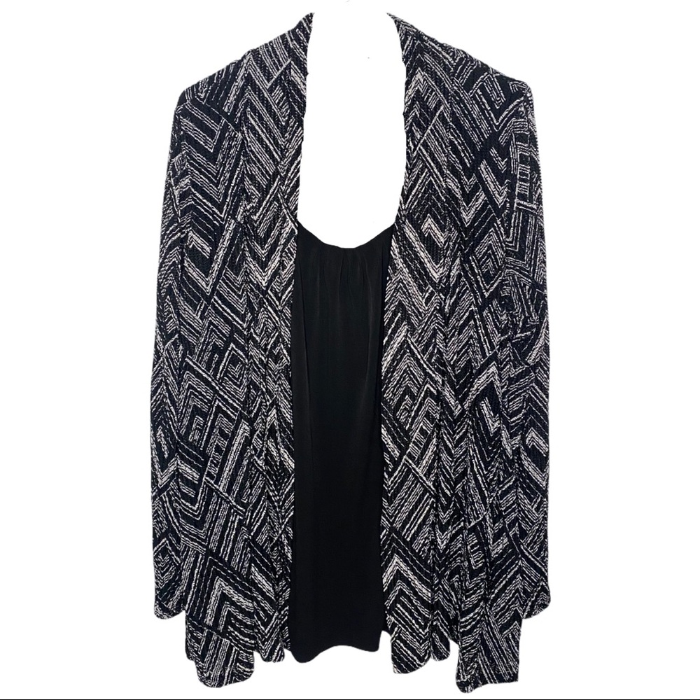 Trinknology Cardigan with Built Ruched Cowl Blouse
